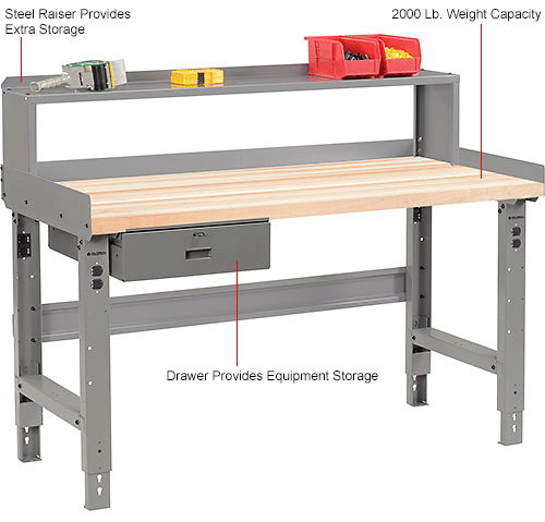 Global Industrial™ Workbench w/ Maple Square Edge Top & Riser, 60