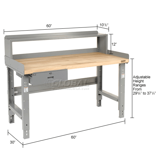 Open Leg Work Bench Adjustable Height 60 Quot W X 30 Quot D