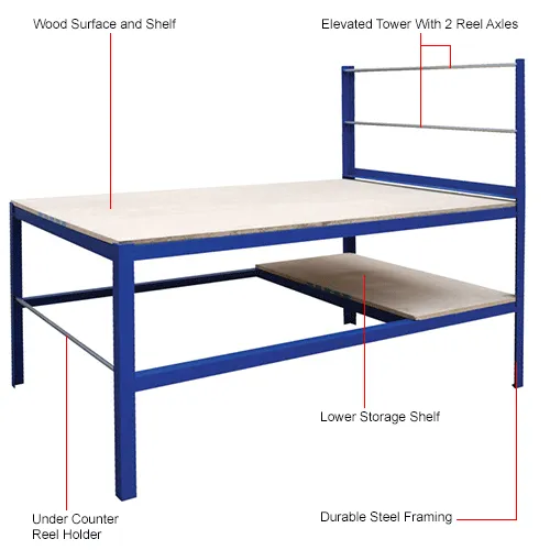 Mobile Heavy-Duty Packing Table - 72 x 48, Composite Wood Top