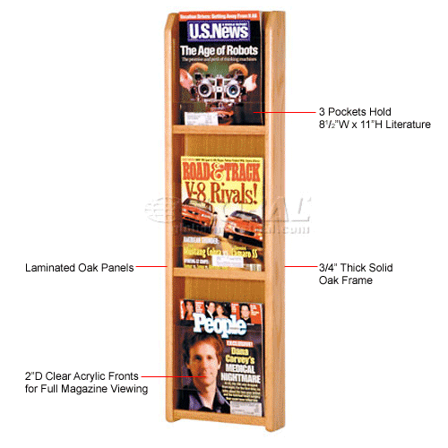 3 Pocket Oak & Acrylic Wall Rack