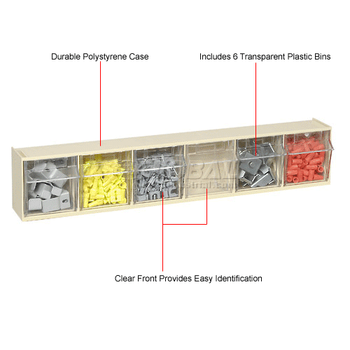 Quantum Tip Out Storage Bin QTB306 6 Compartments Ivory