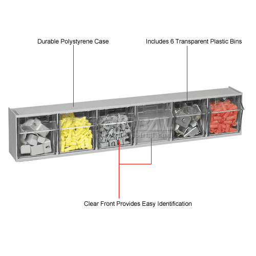 6 Compartment Tilt Out Bin - Gray