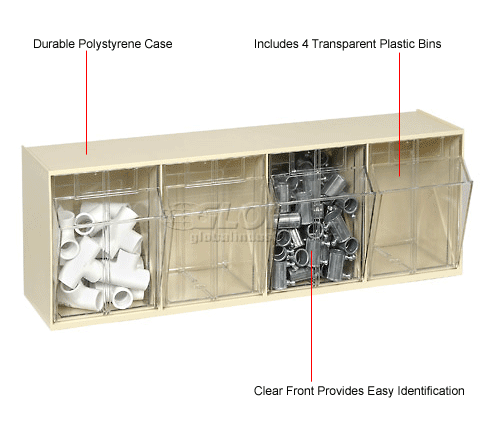 4 Compartment Tilt Out Bin - Beige