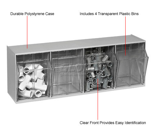 4 Compartment Tilt Out Bin - Gray