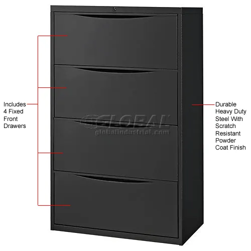 Interion® 4 Drawer Premium Lateral File Cabinet, Letter & Legal
