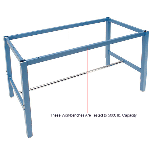 Global Industrial&#153; 48x30 Adjustable Height Workbench Square Tube Leg, Shop Top Safety Edge Blue