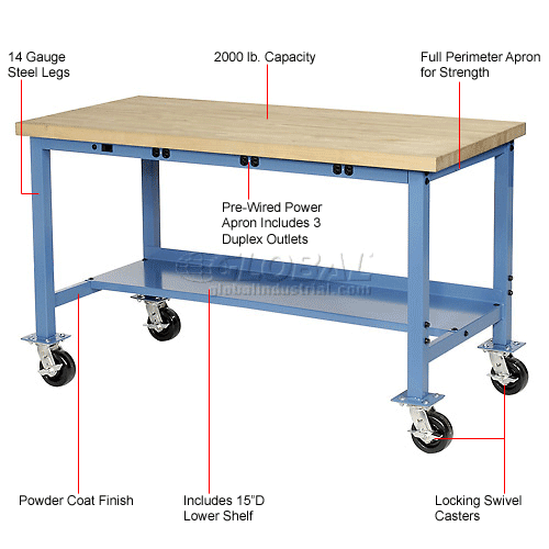 Maple Square Edge Power Apron Production Bench