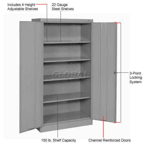 7 Shelves 36 Width x 78 Height x 24 Depth Putty 200 lbs Capacity per Shelf Tennsco 7820 Heavy Gauge Steel Deluxe Combination Storage Cabinet