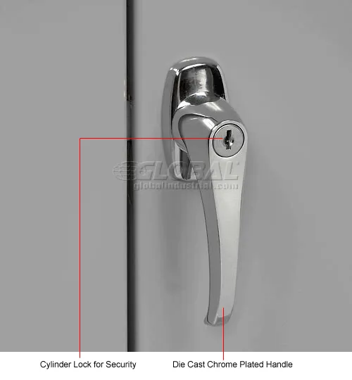 Tennsco TN301 Metal Cabinet Handle With Lock, Bright Chrome Finish