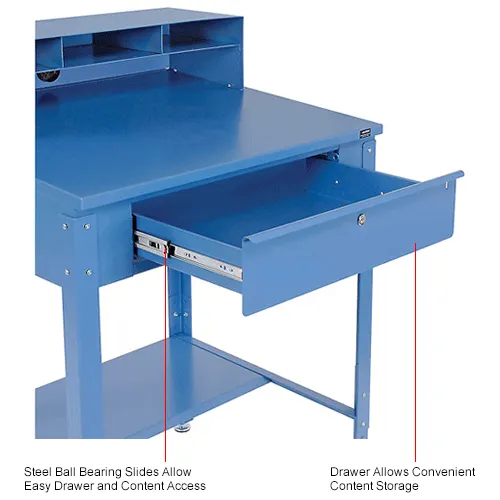 Global Industrial Sloped Mobile Shop Desk w/ Pigeonhole Riser, 34-1/2W x 30D, Gray
