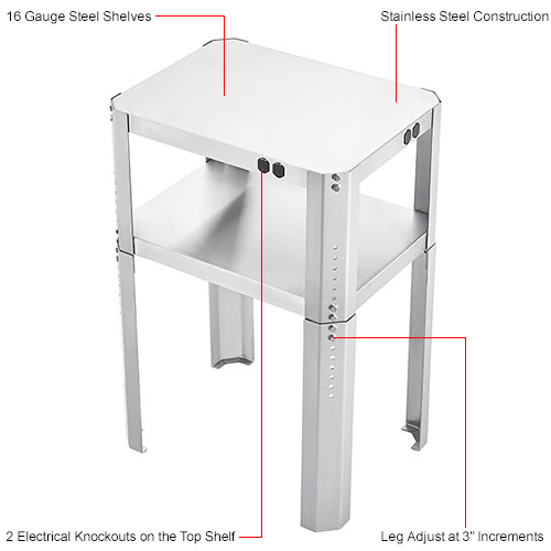 Global Industrial&#153; 24"W x 18"D x 30" to 36"H Adj. Height Shop Stand - 16 Ga.430 Stainless Steel