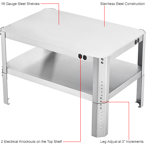 Global Industrial&#153; 36"W X 24"D x 18" to 24"H Adj. Height Shop Stand - 16 Ga.430 Stainless Steel