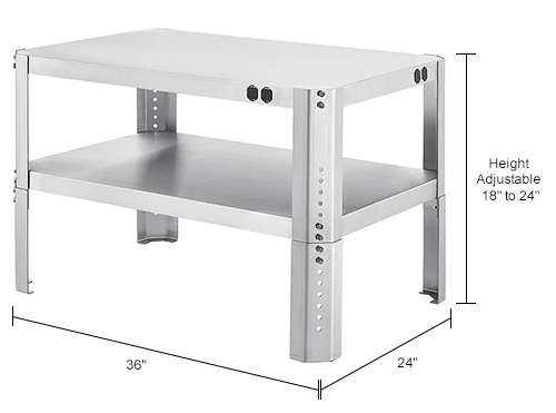 Global Industrial&#153; 36"W X 24"D x 18" to 24"H Adj. Height Shop Stand - 16 Ga.430 Stainless Steel
