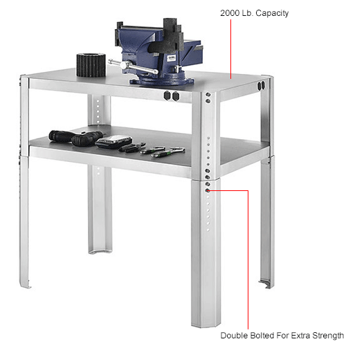Global Industrial&#153; 36"W X 24"D x 30" to 36"H Adj. Height Shop Stand - 16 Ga.430 Stainless Steel