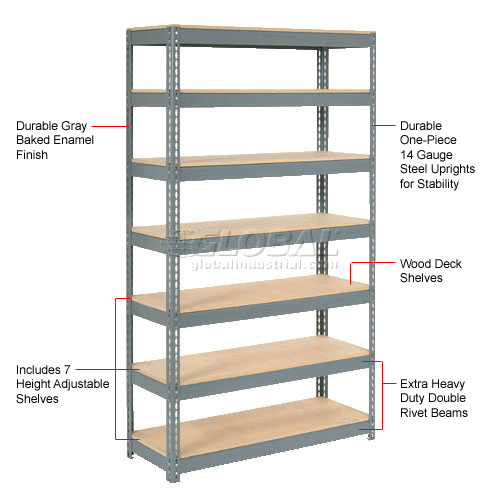 Global Industrial Extra Heavy Duty, Boltless Steel Shelving With Wood Deck