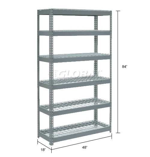 Extra Heavy Duty Steel Boltless Shelving - 6 Shelves with Wire Deck