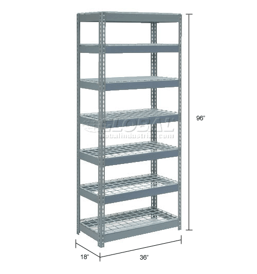 Boltless Steel Shelving - Extra High Capacity - 7 Shevles with Wire Deck