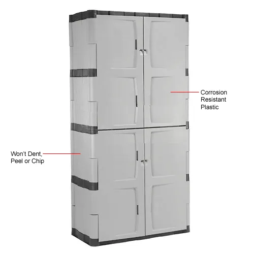 Rubbermaid® Plastic Storage Cabinet w/ Full Double Doors, 36