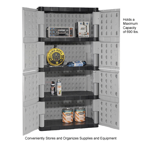 Rubbermaid® Plastic Storage With Full Double Doors, 36"W x 18"D