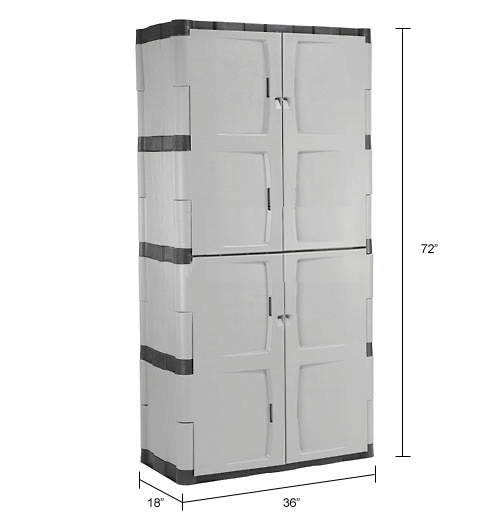 Rubbermaid® Plastic Storage Cabinet With Full Double Doors, 36