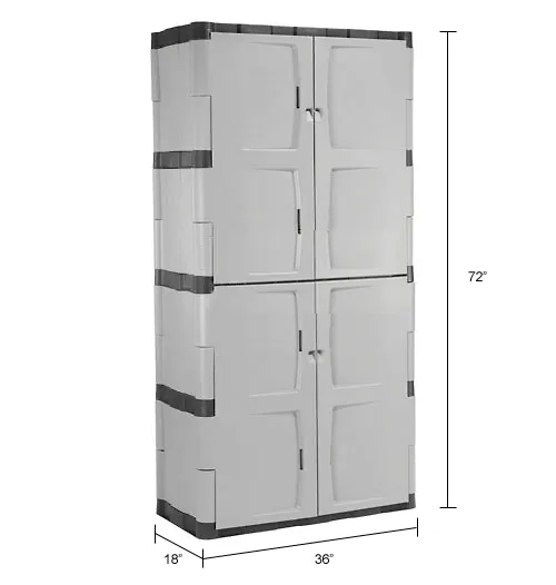 Rubbermaid  Plastic Storage Cabinet w/ Full Double Doors, 36