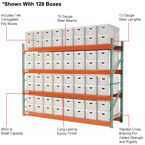 Global Industrial™ Record Storage Rack Starter Letter Legal 120"W x 36