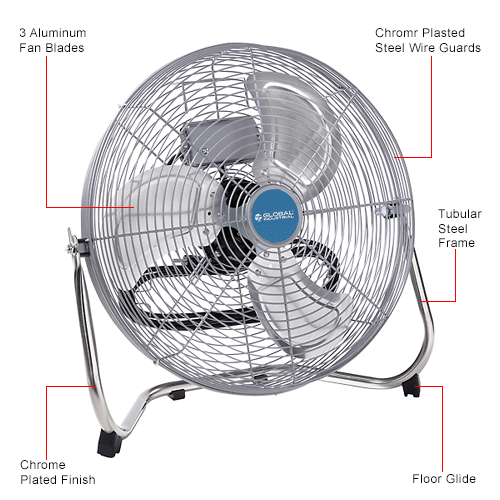 Global Industrial™ 18" Industrial Floor Fan 4550 CFM 1/8 HP