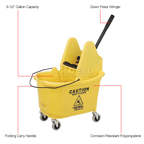 Global Industrial™ Mop Bucket And Wringer Combo 38 Qt., Down Press