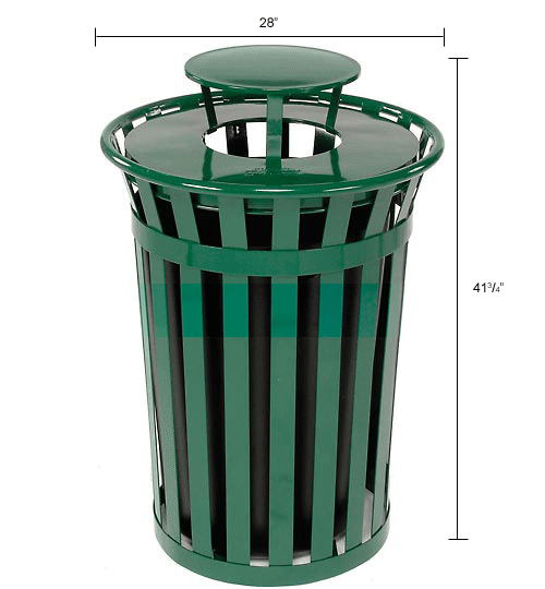 Global Industrial™ Outdoor Slatted Steel Trash Can With Rain Bonnet Lid ...