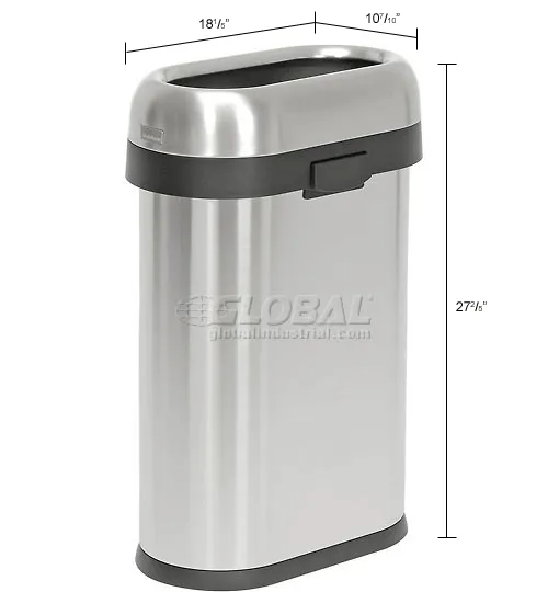 Simplehuman® Stainless Steel Slim Oval Open Top Trash Can, 13 Gallon