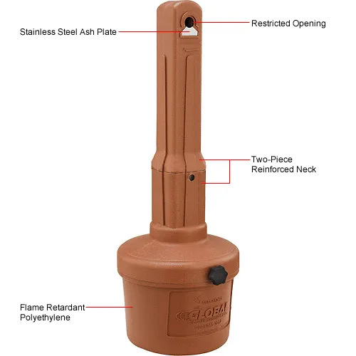 Global Industrial™ Outdoor Ashtray, 1-1/2 Gallon, Terracotta