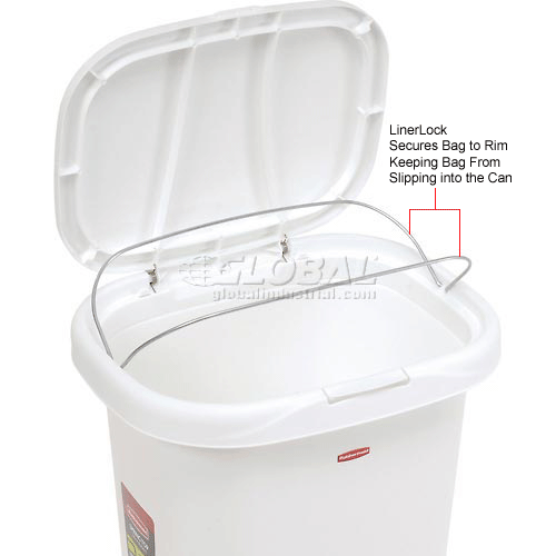 Rubbermaid® Liner Lock™ Spring Top™ Wastebasket 5l58 52 Qt, White