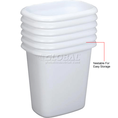 Garbage Can Recycling Deskside Wastebaskets Rubbermaid Vanity Wastebasket 2953 6 Quart White 261588wh Globalindustrial Com