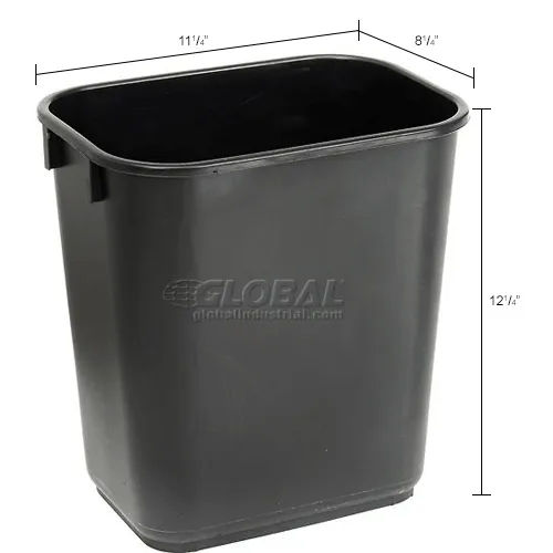 Global Industrial™ 13-5/8 Qt. Plastic Wastebasket - Black