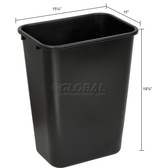 Global Industrial™ 411/4 Qt. Plastic Wastebasket Black 261749BK