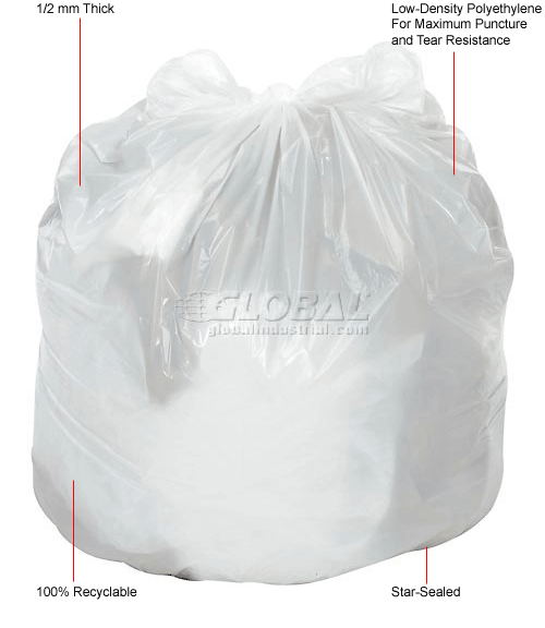 Global Light Duty White Garbage Bags
																			