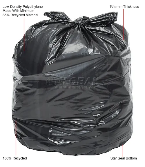  Plastico Large Trash Bags - 30 Gallon, Black, 90