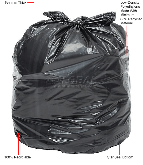 Petosky Trash bags Black,55 GALLON ROLL 100 FG-P9934-39 