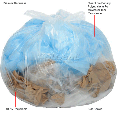 Global Heavy Duty Clear Trash Bags
																			