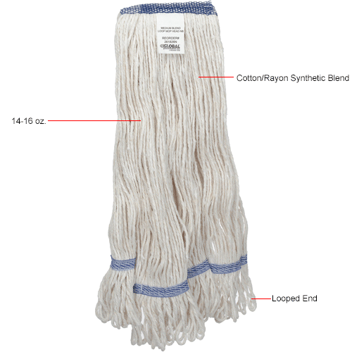 Mopping Mop Heads & Handles Global Industrial™ Medium Blend Looped