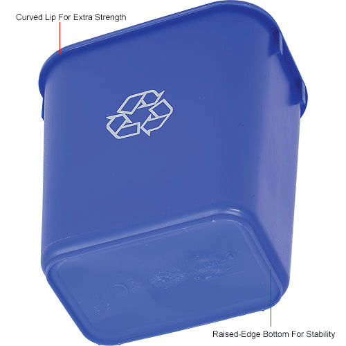 Global® 13-5/8 Qt. Plastic Recycling Wastebasket - Blue 
																			