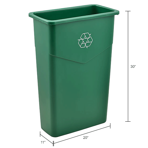 Global Industrial&#153; 23 Gallon Slim Trash Container - Recycling Green