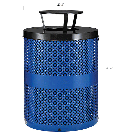 Global Industrial™ Outdoor Perforated Steel Trash Can With Rain Bonnet ...