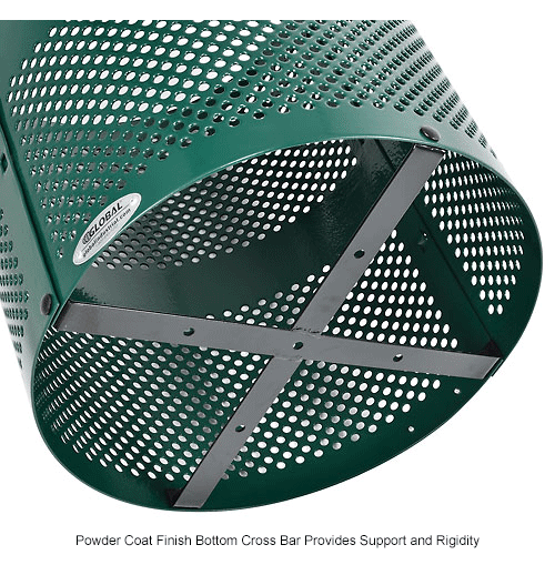 Global™ Thermoplastic 32 Gallon Perforated Receptacle w/Rain Bonnet Lid - Green
																			