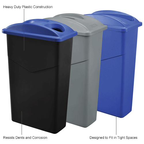 Global™ 23 Gallon Slim Trash Container - Black
																			