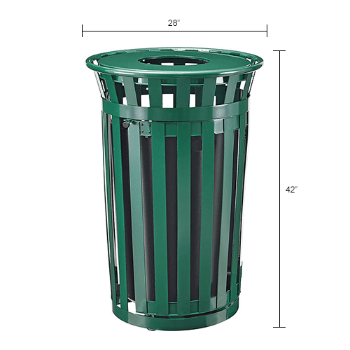 Global Industrial™ TrashTalk™ Outdoor Slatted Trash Can w/Door & Flat ...