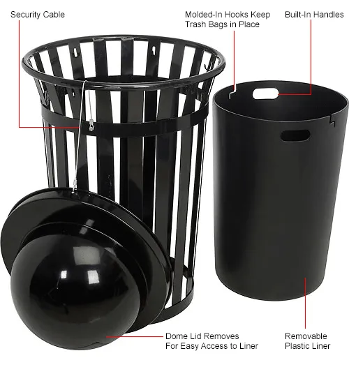 Outdoor Trash Can With Dome Lid