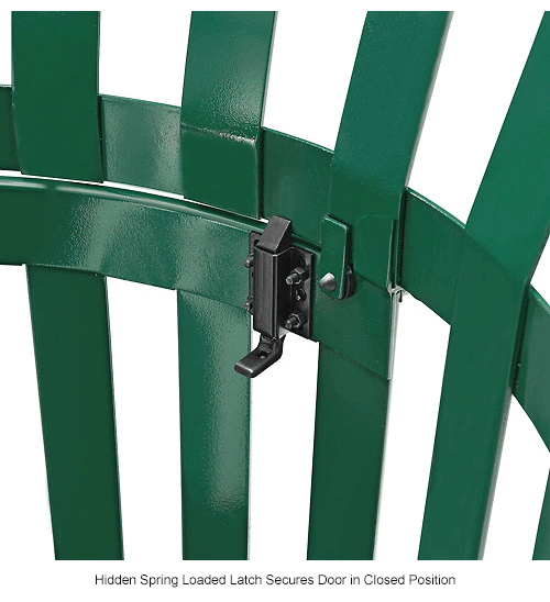  Global™ Outdoor Metal Slatted Receptacle w/Access Door & Dome Lid - 36 Gallon Green
																			