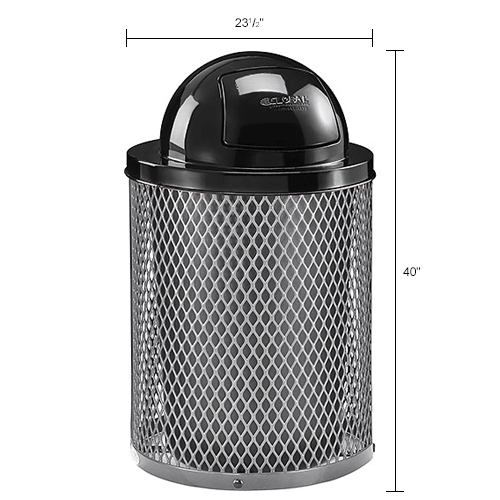 Global Industrial&#153; Thermoplastic Coated 32 Gallon Mesh Receptacle w/Dome Lid - Gray