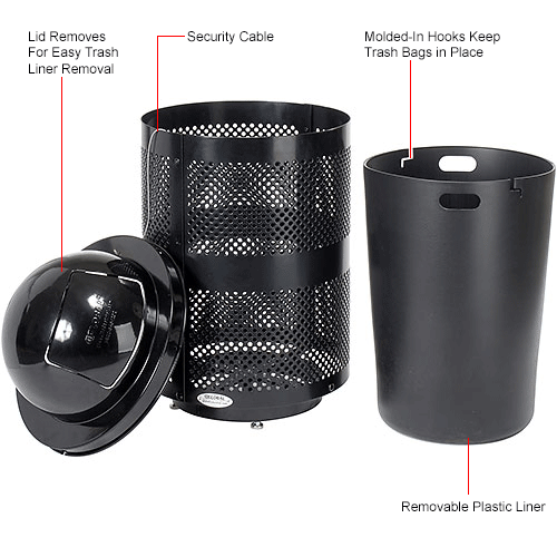 Global Industrial™ Outdoor Perforated Steel Trash Can With Dome Lid